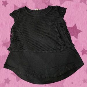 Black Layered Mesh Emo Scene Alternative Aesthetic Top